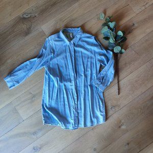 Faded Denim-look Cold-Shoulder Shirt